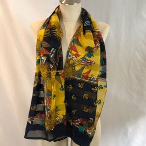 Colorful lightweight suns anchors marine flags of the world novelty print scarf